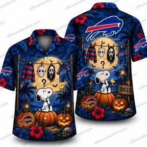 Buffalo Bills Snoopy Haunted Pumpkin Halloween Hawaiian Shirt