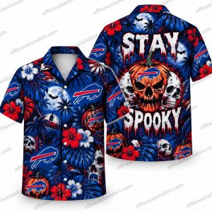 Buffalo Bills Stay Spooky Pumpkin Skull Halloween Hawaiian Shirt
