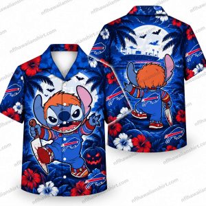 Buffalo Bills Stitch Pumpkin Halloween Hawaiian Shirt