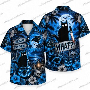 Carolina Panthers Black Cat Halloween Reaction Hawaiian Shirt