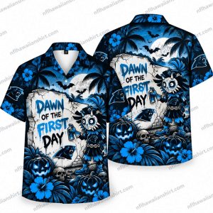 Carolina Panthers First Day Halloween Creature Floral Hawaiian Shirt