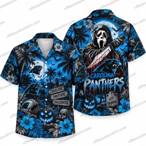 Carolina Panthers Ghostface Knife Graveyard Halloween Hawaiian Shirt