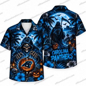 Carolina Panthers Grim Reaper Panther Orb Halloween Hawaiian Shirt