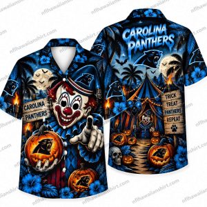 Carolina Panthers Killer Clown Carnival Halloween Hawaiian Shirt