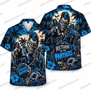Carolina Panthers Living Dead Football Ensemble Halloween Hawaiian Shirt