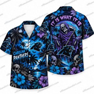Carolina Panthers Purple Reaper Statement Halloween Hawaiian Shirt