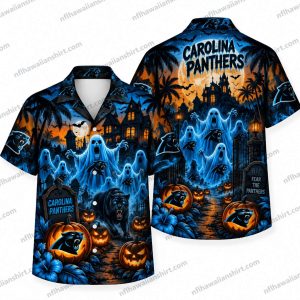 Carolina Panthers Sheet Ghost Graveyard Halloween Hawaiian Shirt
