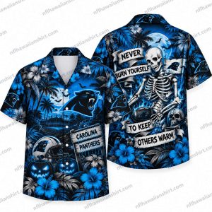 Carolina Panthers Skeleton Fan Warmth Halloween Hawaiian Shirt