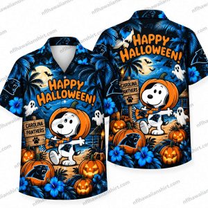 Carolina Panthers Snoopy Pumpkin Costume Halloween Hawaiian Shirt
