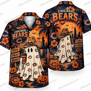 Chicago Bears Ghost Crowd Halloween Hawaiian Shirt