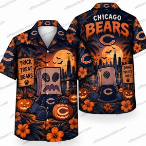Chicago Bears Ghost Door Halloween Hawaiian Shirt