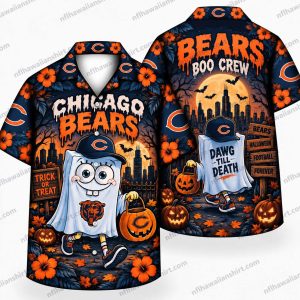 Chicago Bears Ghost Fan Graveyard Halloween Hawaiian Shirt