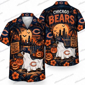 Chicago Bears Ghost Football Night Halloween Hawaiian Shirt