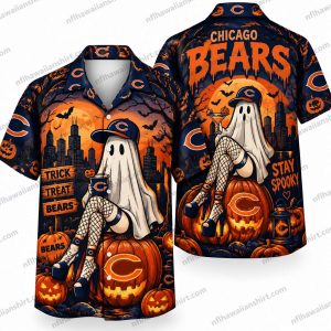 Chicago Bears Ghost Pumpkin Night Halloween Hawaiian Shirt Chicago Bears Ghost Pumpkin Night Halloween Hawaiian Shirt