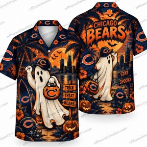 Chicago Bears Ghost Pumpkin Night Halloween Hawaiian Shirt