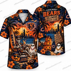 Chicago Bears Ghost Stadium Halloween Hawaiian Shirt