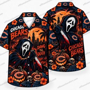 Chicago Bears Ghostface Graveyard Halloween Hawaiian Shirt