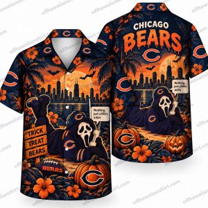 Chicago Bears Ghostface Graveyard Halloween Hawaiian Shirt