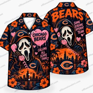 Chicago Bears Ghostface Pink Halloween Hawaiian Shirt