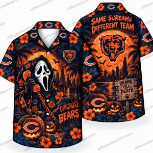 Chicago Bears Ghostface Team Scream Halloween Hawaiian Shirt