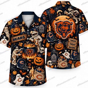 Chicago Bears Halloween Collage Repeat Halloween Hawaiian Shirt