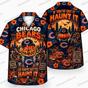 Chicago Bears Haunt Pumpkin Night Halloween Hawaiian Shirt