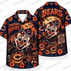 Chicago Bears Horror Clown Halloween Hawaiian Shirt