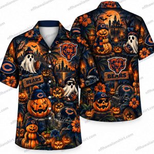 Chicago Bears Horror Pumpkin Ensemble Halloween Hawaiian Shirt