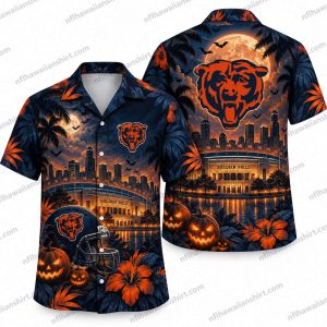 Chicago Bears Mascot Haunted Stadium Halloween Hawaiian Shirt Chicago Bears Mascot Haunted Stadium Halloween Hawaiian Shirt
