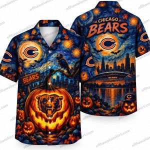 Chicago Bears Mascot Pumpkin Glow Halloween Hawaiian Shirt