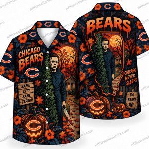 Chicago Bears Michael Myers Portrait Halloween Hawaiian Shirt