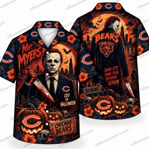 Chicago Bears Michael Myers Pumpkin Night Halloween Hawaiian Shirt