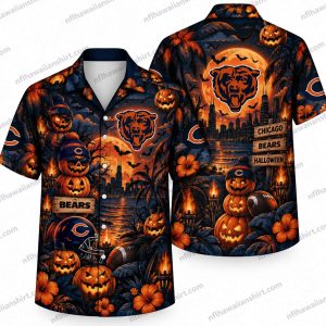 Chicago Bears Pumpkin Bears Halloween Hawaiian Shirt