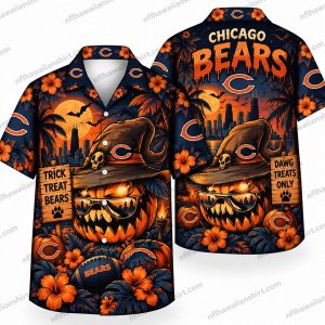 Chicago Bears Pumpkin Face Halloween Hawaiian Shirt