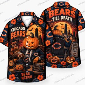 Chicago Bears Pumpkin Fan Graveyard Halloween Hawaiian Shirt