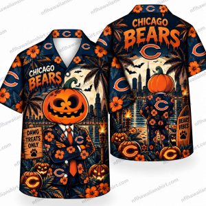 Chicago Bears Pumpkin Fan Night Halloween Hawaiian Shirt