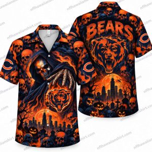 Chicago Bears Reaper Bears Night Halloween Hawaiian Shirt