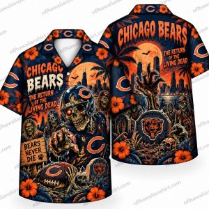 Chicago Bears Reaper Haunted Stadium Halloween Hawaiian Shirt