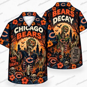 Chicago Bears Skeleton Football Decay Halloween Hawaiian Shirt