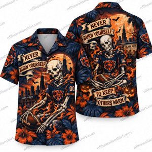 Chicago Bears Skeleton Football Forever Halloween Hawaiian Shirt