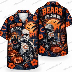 Chicago Bears Skeleton Football Halloween Hawaiian Shirt