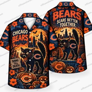 Chicago Bears Skeleton Football Scare Together Halloween Hawaiian Shirt