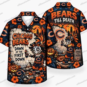 Chicago Bears Skeleton Football Till Death Halloween Hawaiian Shirt