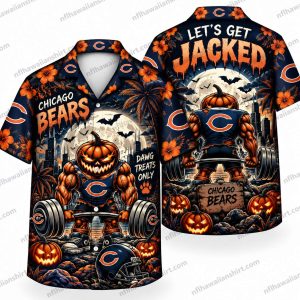 Chicago Bears Skeleton Jacked Halloween Hawaiian Shirt