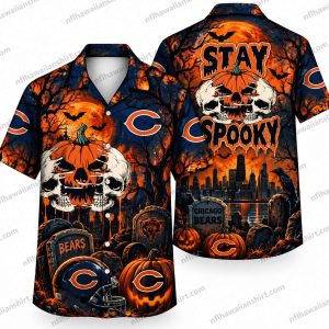 Chicago Bears Skull Football Graveyard Halloween Hawaiian Shirt Chicago Bears Skull Football Graveyard Halloween Hawaiian Shirt