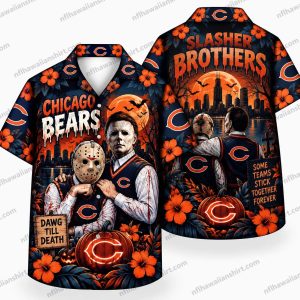 Chicago Bears Slasher Brothers Ensemble Halloween Hawaiian Shirt