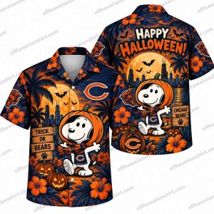 Chicago Bears Snoopy Pumpkin Halloween Hawaiian Shirt