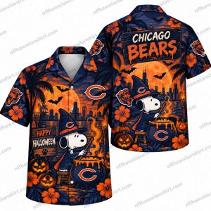 Chicago Bears Snoopy Pumpkin Night Halloween Hawaiian Shirt