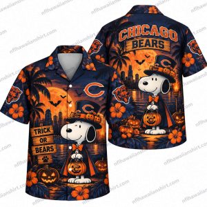 Chicago Bears Snoopy Pumpkin Stack Halloween Hawaiian Shirt