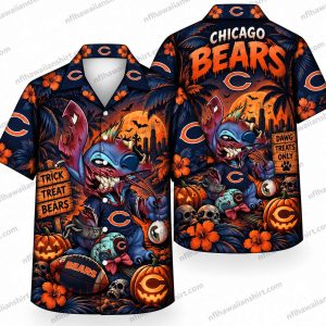 Chicago Bears Stitch Monster Halloween Hawaiian Shirt